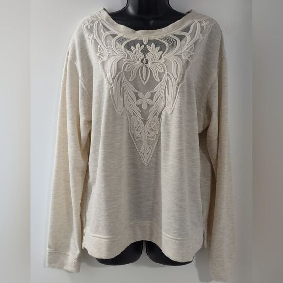 Knox Rose Sheer Lace Panel Pullover - Picture 1 of 4
